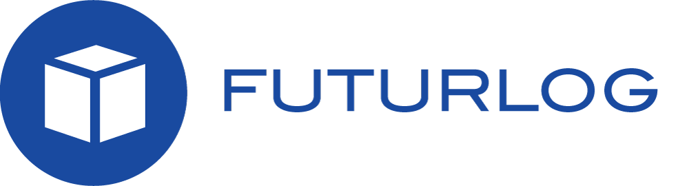 Futurlog logo without background (blue and white)